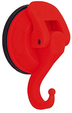 HAB & GUT -FC041V- Gancio Multiuso con Ventosa Forte, 4 kg, per Bagno, Cucina e casa, Rosso