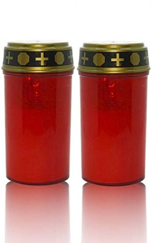 CardioCell LED-Grablicht rot mit Batterie | LED-Grabkerze mit naturgetreuem Flackereffekt | Grablichtkerze ist Wind- und Wetterfest | Hochwertige Grablichter (2X LED-Grablicht rot mit Batterie)