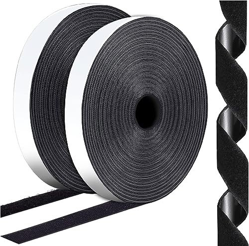Klettband Selbstklebend Extra Stark, Doppelseitig Klebende mit Klettverschluss 8m Lange 20mm Breit Selbstklebendes Klebepad Flauschband und Hakenband (Schwarz)