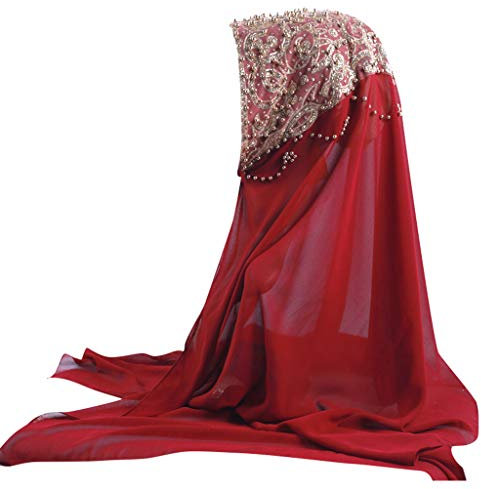 Lazzboy Plain Chiffon Muslim Hijab Schal Halstuch Damen Kopftuch Gesichtsschleier Glitzernder Turban Hidschab Diamanten Islamischen Abaya Dubai Frauen Ramadan Kopfbedeckung Bandana(D)