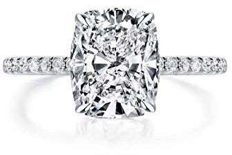 Bo.Dream Solitär-Verlobungsring aus Sterlingsilber mit 4 Karat Zirkonia im Kissenschliff, platiniert, 7, Edelstein, Zirkonia