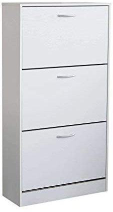 MilaniHome.it - Scarpiera Con 3 Ante In Legno Di Design Porta Scarpe Di Alta Qualità, Cm 60x24x115 H Colore: Bianco