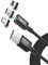 Kuulaa Câble de charge magnétique 3 en 1 - En nylon tressé - Avec LED Light Magnetic - Pour appareils Micro USB de type C et iProducts (1M, Noir) (1M)