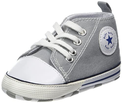 DEBAIJIA Bebé Primeros Pasos Zapatos de Lona 0-6M Niños Alpargata Suave Antideslizante Ligero Slip-on 17 EU Gris (Tamaño Etiqueta-1)