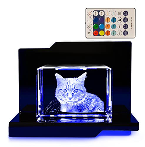 LOOXIS 3D Glasfoto - Ihr Foto in 3D in Glas gelasert - Fotogeschenk (mit Premium Acryl Leuchtsockel, L Querformat)