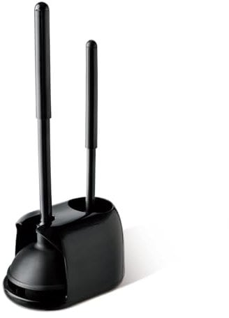 Eyliden Toilet Plunger and Brush, 2 in 1 Toilet Bowl Brush Plunger Set with Holder, Bathroom Cleaning Tools Combo with Caddy Stand (Black)