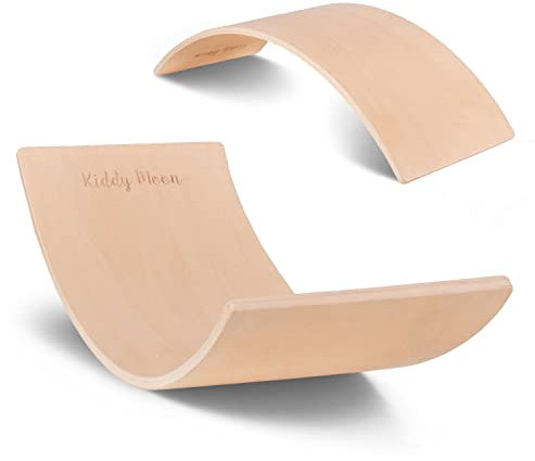 KiddyMoon Balance Board Aus Holz Für Kinder, Babys Montessori Spielzeug, Gleichgewicht, Balancieren Babys Holzspielzeug, Balancebrett Wackelbrett Gleichgewicht, Natürlich
