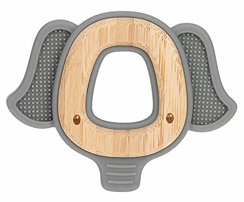 Nuby - Tierbeißring aus Holz und Silikon - Elefant - 3m+