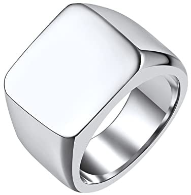 FindChic Siegelring Herren Personalisierte Edelstahl Ringe im quadratischen Stil deales Erinnerungsgeschenk für Mann