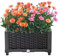 Mingone Blumentopf Rattan Optik aus Kunststoff Blumenkasten Schwarz Balkonkasten mit Wasserspeicher Pflanzkasten für Balkon Garten Terrasse,40x40x23cm