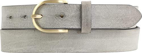 BELTINGER Damen-Gürtel aus weichem Vollrindleder Vintage-Look 3 cm | Leder-Gürtel für Damen 30mm | Schmaler Gürtel Used-Look mit goldener Gürtelschnalle | Dunkelgrau 105cm