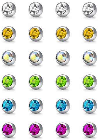 AceFun 14G Piercing Kugel 14G Ersatzkugeln 1,6mm Gewinde 5mm Schraubkugel Chirurgenstahl und Acryl Ersatzkugel Für Brustwarzenpiercing Zungenpiercing Bauchnabelpiercing Industrial Piercing usw