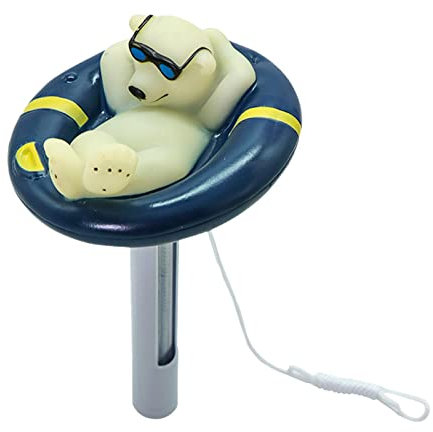 ERYUE Schwimmendes Pool-Thermometer,Schwimmendes Pool-Thermometer, Cartoon-Eisbär-Form, Wassertemperatur-Thermometer mit Schnur für Indoor-Swimmingpools im Freien, Spas, Whirlpools, Fischteiche