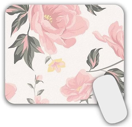 AOKSUNOVA Mauspad Mousepad Blumen Klein mit Motiv Mauspad Mädchen 24 x 20 cm Rosa
