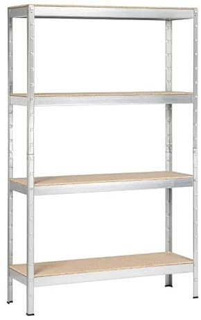 SCHULTE Regalwelt Schwerlastregal mit 4 Holzböden, Traglast pro Ebene 200 kg, 180x90x35 cm (HxBxT), verzinkt, Lagerregal, Kellerregal, Werkstattregal, Steckregal