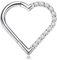 FINE4U Heart Daith Piercing-Schmuck, 16G, 8 mm, 10 mm, linkes Ohr – ASTM F136 Titan Clicker Daith Ohrringe für Damen und Herren, 16G(1.2mm), 5/16(8mm), Zirkonia, Titan, Zirkonia