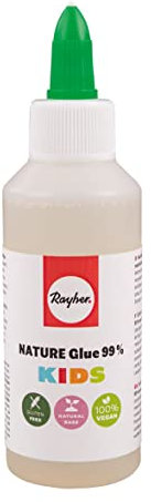 Rayher Nature Kids Glue, Bastelkleber Kinder, 99% natürliche Rohstoffe, auf Wasserbasis, Made in EU, Flasche mit Linerspitze, 100 ml, 105 g, 30239000
