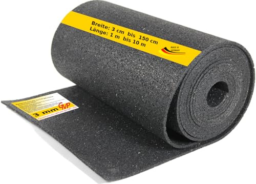 GMP Bautenschutzmatte 8 mm x 60 cm x 5 m | Terassenpad Rolle | Unterleger Gerüstbau | Unterkonstruktion WPC, Fliesen, Dielen | Verschiedene Größen | Gummigranulat