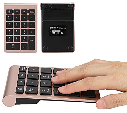 Cuifati Pavé Numérique sans Fil 22 Touches, Mini Clavier Numérique USB C pour Ordinateur Portable avec Récepteur Mini USB 2,4 G, pavé Numérique Portable Comptabilité Financière pour (Or Rose)