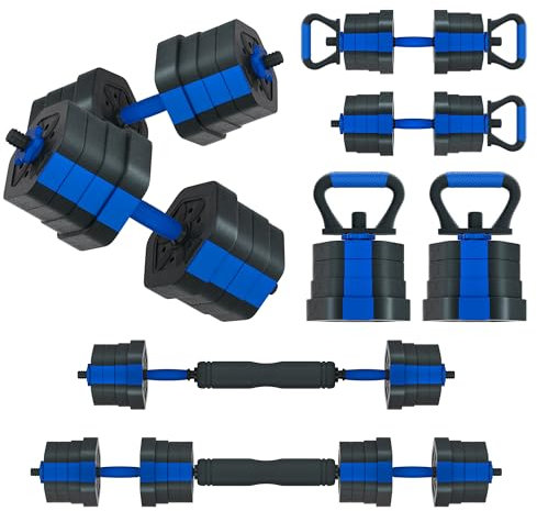 VIVITORY Hantelsets Verstellbare Gewichte, Freie Gewichte Hanteln Set mit Verbindungsstück, Nicht Rollen Verstellbares Hantelset, Langhantelgewichte Set für Home Gym, Hexagon, Zementmischung, 44 bis