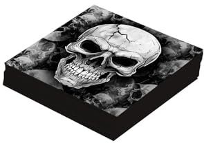 FIESTAS GUIRCA | 20 Totenkopf Servietten (16x16 cm) - Tischdekoration für gruselige Halloween Partys - Ideal für Horror-Events - Grau