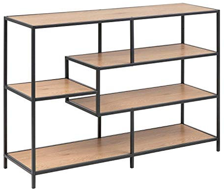 Nicht Zutreffend Designregal Standregal Bücherregal | 5 Fächer | Schwarz | Metall | Holzoptik Wildeiche | BxHxT: 114x78x35 cm
