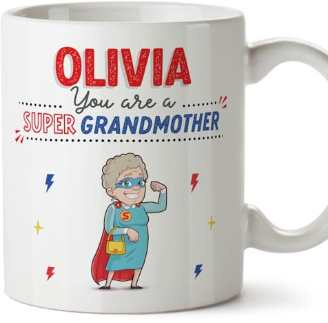MUGFFINS Personalised Mug for Grandmother/Grandma - in English - You are Super! - Funny Custom Gift - Ceramic 11oz Mug