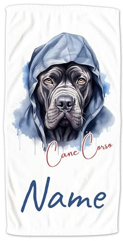 GRAZDesign Handtuch Hund mit Namen personalisiert, Cane Corso Cooles Motiv auf Duschtuch, Badetuch oder als Strandtuch - 70x140cm