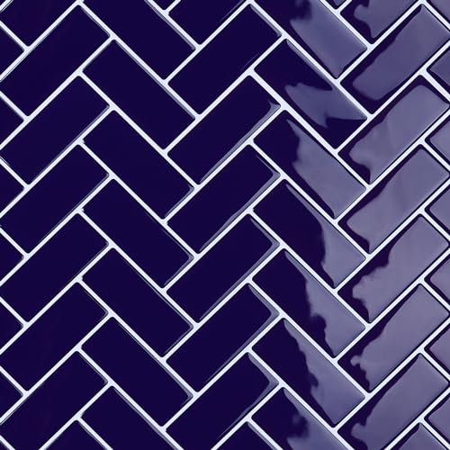 CRE8TIVE Azulejos Adhesivos en Espiga Azul Marino Baldosas Adhesivas Pared Antisalpicaduras Cocina Vinilo Adhesivo Pared Cocina Azulejos Baño Autoadhesivo Lavadero Chimenea 4 Piezas 30.5cm x 30.5cm