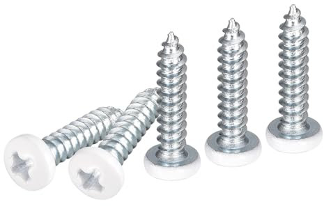 DTGN #8x3/4 White Screws 25Pack - Zinc Plated Carbon Steel Pan Head Phillips Sheet Metal Screw Self-tapping Screw Wood Screws