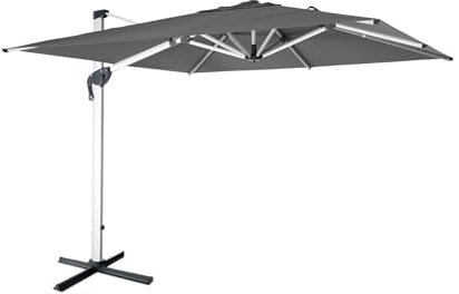sweeek - Parasol déporté haut de gamme 3x3m gris. toile en polyester teintée dans la masse. structure aluminium anodisé. housse incluse