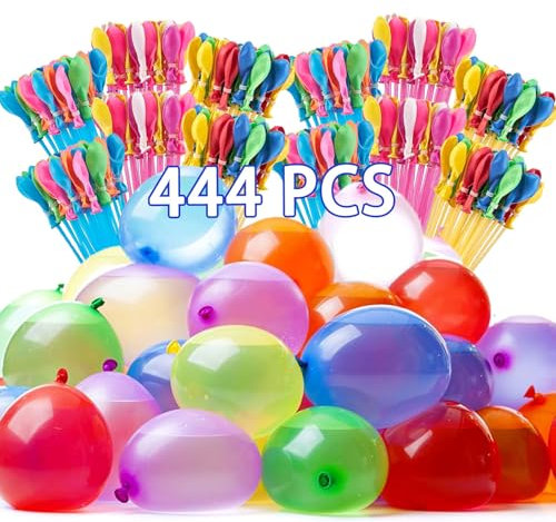 Betensh 444 Wasserbomben Selbstschließend, Wasserballons, Bunt Wasserbombem, 60 Sekunden Schnellfüller, Wasser Bomben mit Wasserhahn Anschluss, Water Balloons für Kinder, Sommer