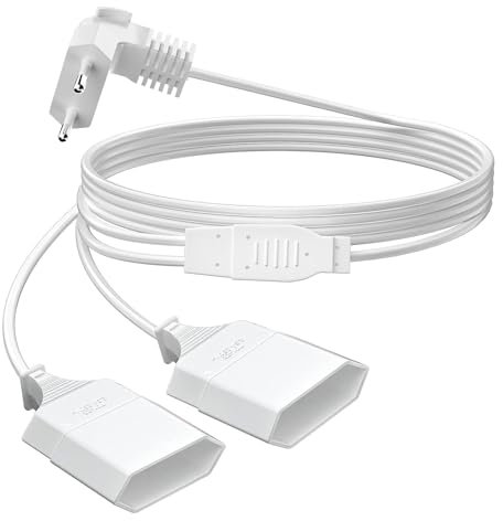 VIEVRE 3,0m Stromkabel Verlängerung Netzkabel, 2-in-1 Eurostecker Verlängerung, Flachstecker, Typ-C-Stecker Eurostecker 0,75 mm² Max, 2,5A/250V für TV PC Computer Monitor