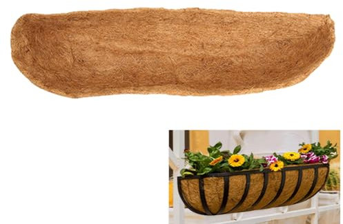 Hanging Basket Liner, garden basket liners,24/30/36/48 Inch Wall Mounted Coco Liner Trough, Wall Trough Planter Liner for Window Box, Replacement Coconut Liners for Hanging Baskets (1, 48inch)
