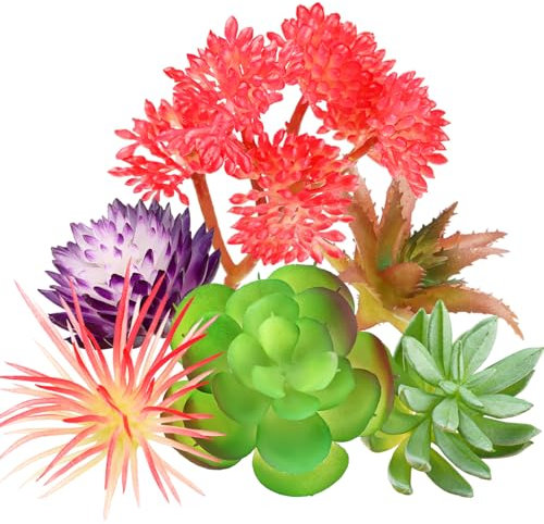 QUOZUO Lot de 6 mini plantes succulentes artificielles pour bricolage, bricolage, décoration murale ou bureau (à l'exception des pots)