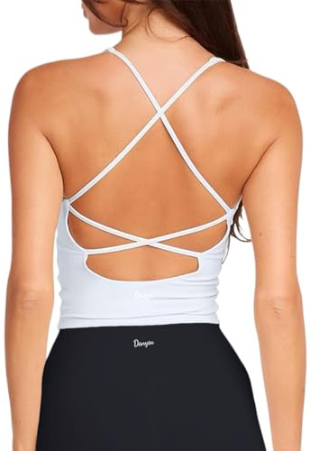Danysu Sculpt Débardeur d'entraînement pour femme Dos nu Soutien-gorge de sport rembourré à bretelles Haut de yoga