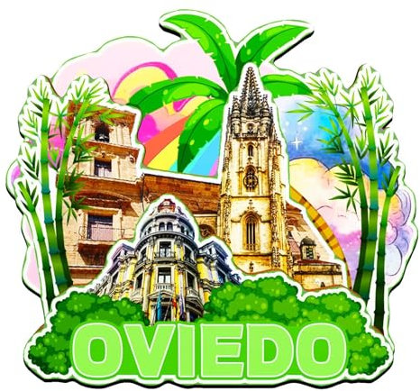 Orlaybar Oviedo Asturias España Imán decorativo 3D para nevera, ciudad, viajes, recuerdo, regalos turísticos, hecho a mano, imán para nevera, decoración del hogar -3993