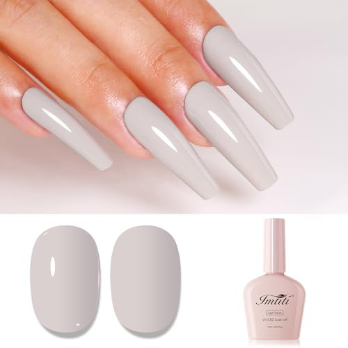 Imtiti White Gel Nail Polish, Cement White Gel Polish High Gloss Soak Off UV LED Nail Gel Polish Autumn Winter Gel Polish Nail Art Manicure Salon Design Gel Nail Set 10ML