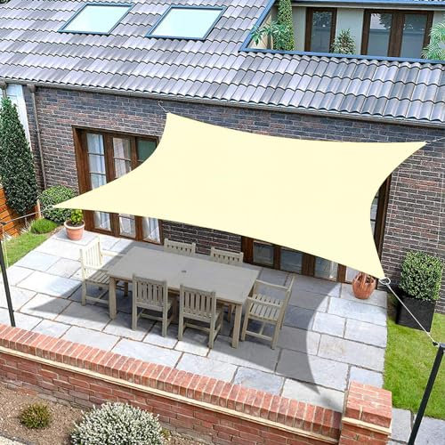 Terrassenüberdachung für Gartenparty, individuelle Größe, atmungsaktiv, UV-beständig, Schattenüberdachung, regenfest, beige, 2 m x 4 m
