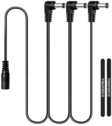 YIMATEECO Daisy Chain Stromkabel, 1 auf 3 Wege Daisy Chain Kabel Gitarren-Effektpedalkabel Netzteil Splitterkabel DC 9V mit Rechtwinkligem Winkel für E-Gitarreneffekte (1 bis 3, Daisy Chain Kabel)