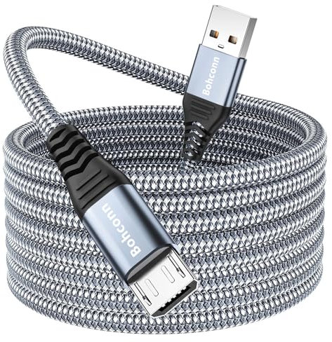 Bohconn Long Micro USB Cable 8M,Micro Charger Cable Android Charging Cable Braided PS4 Controller Charge Cable Compatible for Samsung Galaxy S7/S5/J3/J5/J7,Huawei,HTC,LG,PS4,Kindle,Xbox,Nexus,Nokia