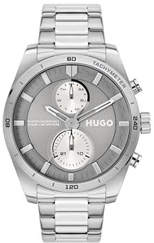 HUGO Multi Zifferblatt Quarz Uhr für Herren Kollektion #FAST mit Silbernes Edelstahlarmband - 1530372