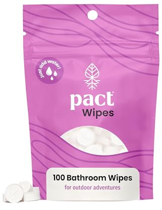 PACT Salviette da bagno (confezione da 100) | Salviette igieniche compresse per campeggio, zaino in spalla, backcountry