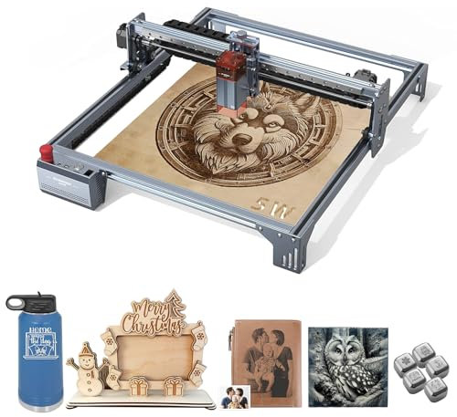 ATOMSTACK A5 V2 Laser Graviermaschine 6W, DIY Lasergravierer mit APP-Steuerung, Festfokus Ultradünner Laserschneid für Holz, 24000mm/min Hohe Geschwindigkeit Gravur Schneiden