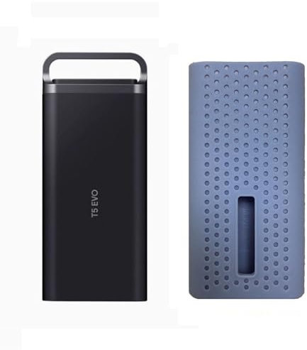 T5 EVO SSD Drives Silicone Case, Protective Cover for Samsung Mobile Hard Drive T5 EVO SSD Drives, Anti-Scratch Sleeve Soft Skin Cover Storage Case (Light Gray)