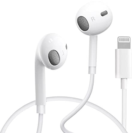 Écouteurs Intra-Auriculaires pour iPhone avec connecteur Lightning【Certifié Apple MFi】 Écouteurs antibruit avec Microphone + contrôle du Volume compatibles avec iPhone 14/13/12/11/SE/XS/XR/8/7