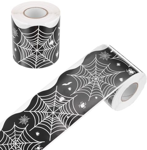 QUARKZMAN 66ft Halloween Pinnwand-Bordüren, Spinnennetz-Gekräuselte Bordürenverzierung für Klassenzimmer-Schreibtisch-Fenster-Wand-Halloween-Dekoration
