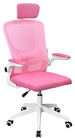 Mars Gaming MGC-ERGOPLUS, Silla Ergonómica Profesional, Soporte Lumbar Dinámico Adaptable, Malla Transpirable, Altura Regulable Entre 115-125cm, Reposabrazos Plegables, Reposacabezas Ajustable, Rosa