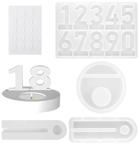 3 Stück Silikonformen Gießformen(1 Zahlen 0-9 + 2 verschiedene Kerzenhalter),Gießformen Silikon,Silikonformen gießformen Geburtstag,DIY gießform Für Jubiläen Silikon für Feste und Geburtstagsfeiern