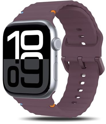 TiMOVO Banda sportiva Compatibile con Apple Watch Band 38/40/41/42mm per donne uomini, cinturino di ricambio impermeabile in silicone morbido per iWatch serie 10/9/8/7/6/5/4/3/2/1/SE 2/SE, Viola Fumé